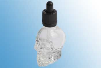 30 ml Totenkopf Glasflasche Skull mit Pipette