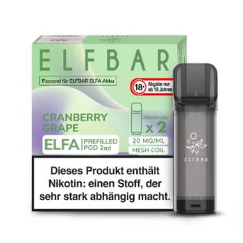 Cranberry Grape 20mg Elf Bar Elfa Pod 2 Stück (Fruchtmix aus Trauben und Cranberry)