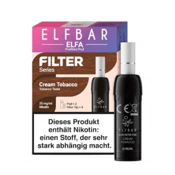 2 x Cream Tobacco 20mg Elfbar Elfa Pod kombiniert ein Tabakaroma mit einer cremigen Geschmacksnote.