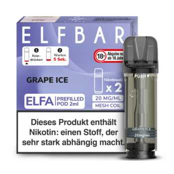 Grape Ice 20mg Elf Bar Elfa Pod (2 Stück) – Eisgekühlter Traubengenuss für dein Elfa Pod System