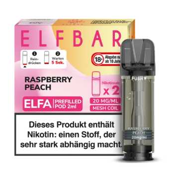 Raspberry Peach 20 mg ElfBar ELFA Pod 2 Stück – Fruchtiger Himbeer-Pfirsich Geschmack