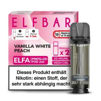 Vanilla White Peach 20 mg ElfBar ELFA Pod 2 Stück – Cremiger Vanille & Weißer Pfirsich Geschmack