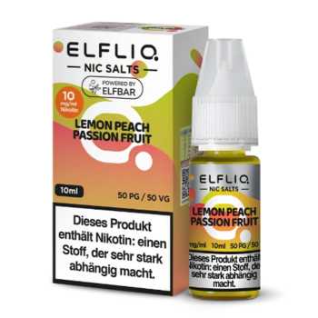 Lemon Peach Passion Fruit ELFLIQ Nikotinsalz Liquid 10ml (exotischer Mix aus Zitrone, Pfirsich und Passionsfrucht)