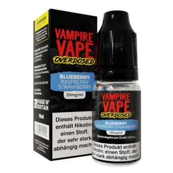 Blueberry Raspberry Strawberry Vampire Vape Overdosed Nikotinsalz Liquid 10ml (Blaubeere, Himbeere und Erdbeere mit kühler Note)