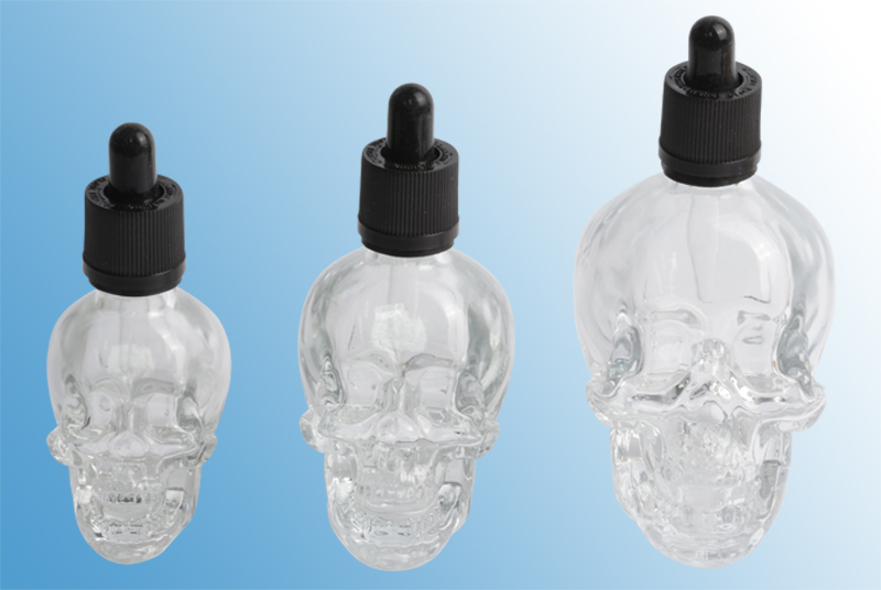 Parfumflakon Skull Totenkopf aus Glas mit Zerstäuber 120 ml leer rot Gothic 