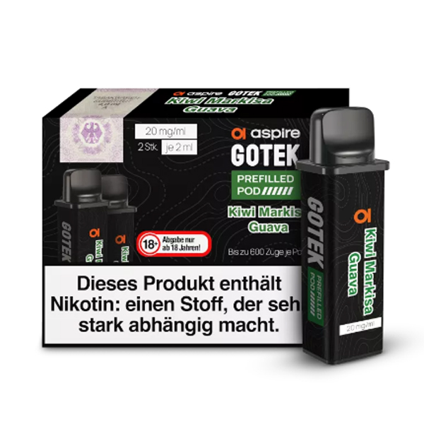Kiwi Maracuja Guave 20mg Aspire GoTek Pod 2 Stück exotischer Früchtemix ...