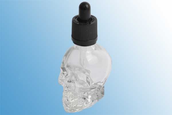 30 ml Totenkopf Glasflasche Skull mit Pipette