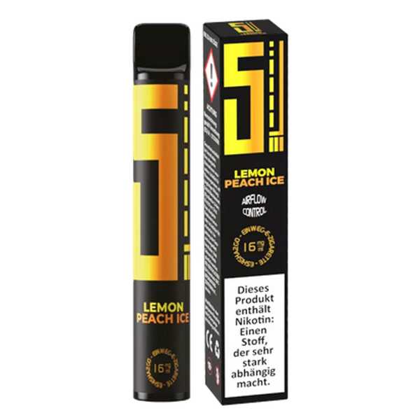 Lemon Peach Ice 5EL 0mg / 16mg Einweg E-Shisha Pfirsich und Zitrone eisgekühlt