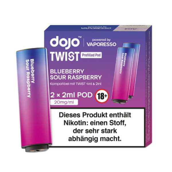 Blueberry Sour Raspberry 20mg Vaporesso Dojo Twist Pod 2 Stück (Blaubeer & Himbeer Mix)