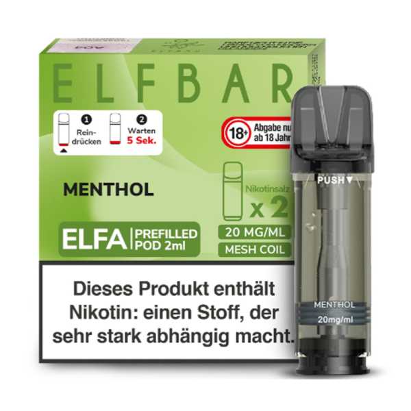 Menthol 20mg Elf Bar Elfa Pod (2 Stück) – Eiskalter Mentholgenuss für Frische-Liebhaber