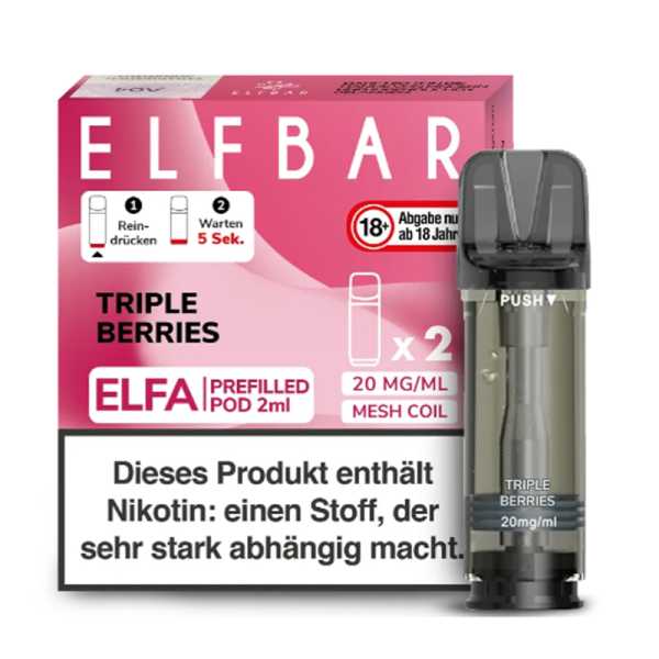 Triple Berries 20 mg ElfBar ELFA Pod 2 Stück – Intensiver Beerenmix für fruchtigen Dampfgenuss