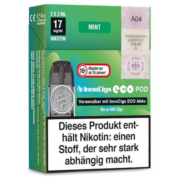 Mint 17mg InnoCigs Eco Pod 2 Stück erfrischender Minz Geschmack