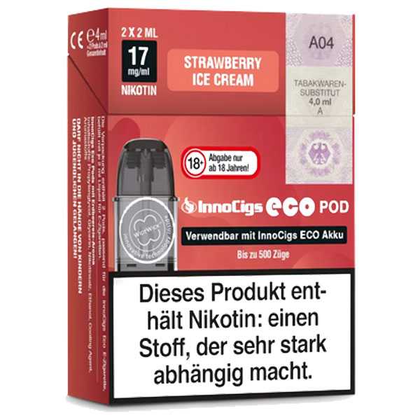 Strawberry Ice Cream 17mg InnoCigs Eco Pod 2 Stück Erdbeer Eiscreme