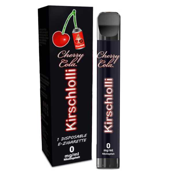 Kirschlolli Cherry Cola Kirschlolli 0mg / 20mg Einweg E-Shisha mit Kindersicherung (Lolli mit Cola-Kirschgeschmack)