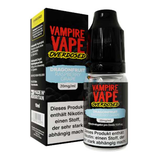 Dragon Raspberry Grape Vampire Vape Overdosed Nikotinsalz Liquid 10ml (Drachenfrucht, Himbeere und Traube mit leichter Frische)